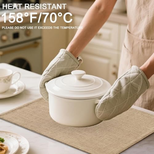 Homaxy Cloths Placemats for Dining Table Set of 12, 13" x 19", Flaxen