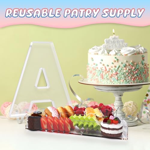 13.8" Extra Large Acrylic Letter Charcuterie Board Box, Reusable Fillable Letter Cake Candy Dish Display Serving Tray for Birthday Anniversary Party Decoration (A)