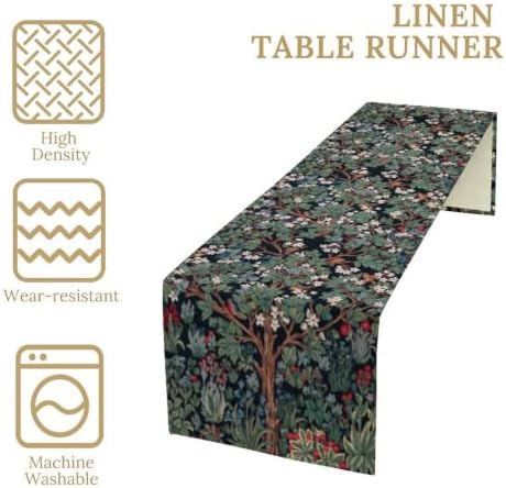 William Morris Tree of Life Table Runner Vintage Flowers Table Runner for Dining Table Decor 13 x 108 Inch