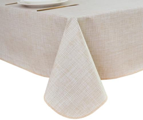 LIBERECOO Heavy Duty Vinyl Tablecloth with Flannel Backing Waterproof Oil-Proof Plastic Table Cloth Stain-Resistant Wipeable Rectangle or Square Table Cover for Indoor and Outdoor 60 x 102 Inch