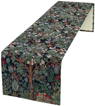 William Morris Tree of Life Table Runner Vintage Flowers Table Runner for Dining Table Decor 13 x 108 Inch