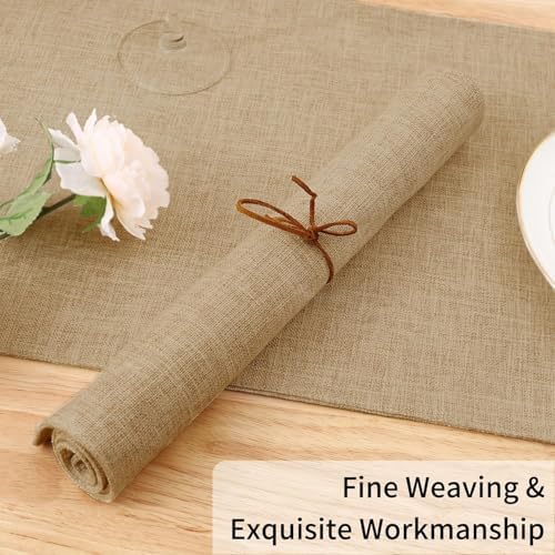 Homaxy Cloths Placemats for Dining Table Set of 12, 13" x 19", Flaxen