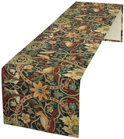 William Morris Table Runner Vintage Flowers Table Runner for Dining Table Decor 13 x 108 Inch Strawberry Thief