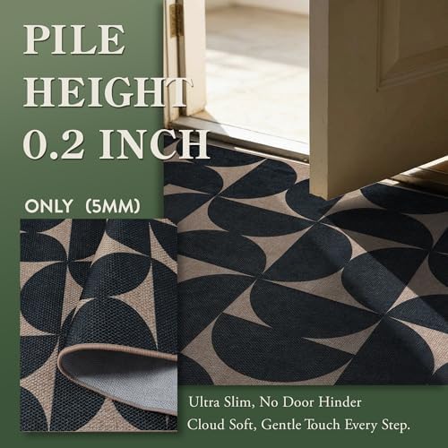 Lahome Semi Circle Easy Jute Kitchen Runner Rug, 2x6 Non Slip Runner Rug