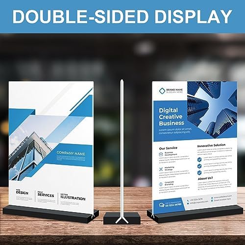 Seencool 8.5x11 Acrylic Sign Holder Vertical Double-Sided Tabletop Sign Holder with Black Base, Plastic Picture Frame Paper Holder, Clear Menu Display Stand for Office Restaurant Store Home 8 Pack