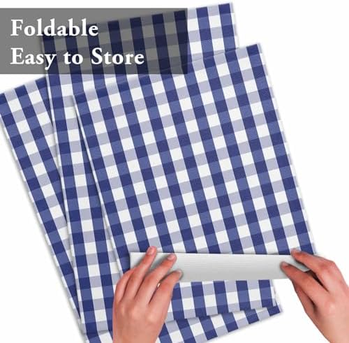 Rustic Navy Blue White Buffalo Check Plaid Pattern Placemats Set of 4, Farmhouse Heat Resistant Washable Table Place Mats Cotton Table Linens Party Holiday Decor for Kitchen Dining Outdoor Indoor