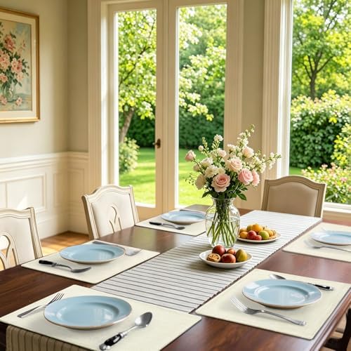 Homaxy Cloths Placemats for Dining Table Set of 4, 13" x 18", Cream