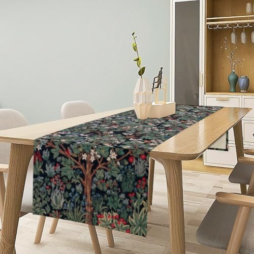 William Morris Tree of Life Table Runner Vintage Flowers Table Runner for Dining Table Decor 13 x 108 Inch
