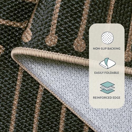 Lahome Black 3x5 Washable Rug, Neutral Easy Jute Entryway Front Porch Rug