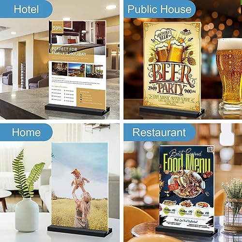Seencool 8.5x11 Acrylic Sign Holder Vertical Double-Sided Tabletop Sign Holder with Black Base, Plastic Picture Frame Paper Holder, Clear Menu Display Stand for Office Restaurant Store Home 8 Pack